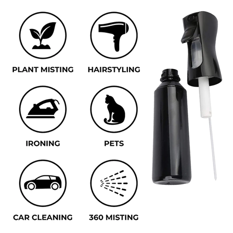 Continuous Mist Hair Spray Bottle Barber Water Sprayer Salon Plant
