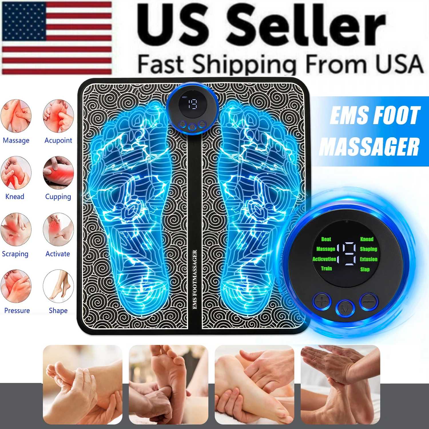 EMS Foot Massager Leg Electric Deep Reshaping Kneading Muscle Pain