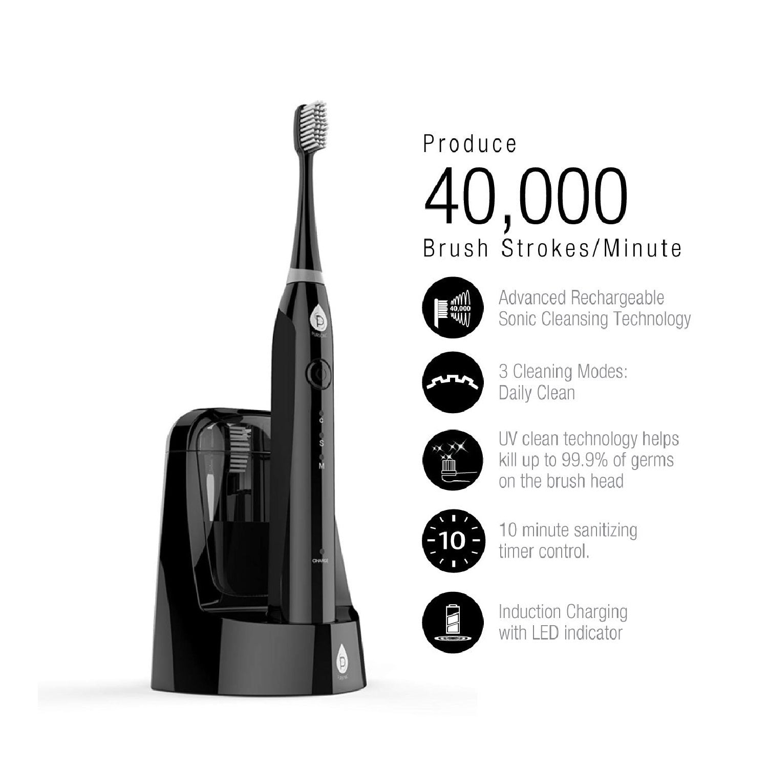 Electric Smart Series Rechargeable Toothbrush with UV Sanitizing