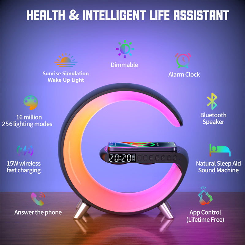 G Shaped LED Light Bluetooth Speakers - Smart Sound-Activated Wireless