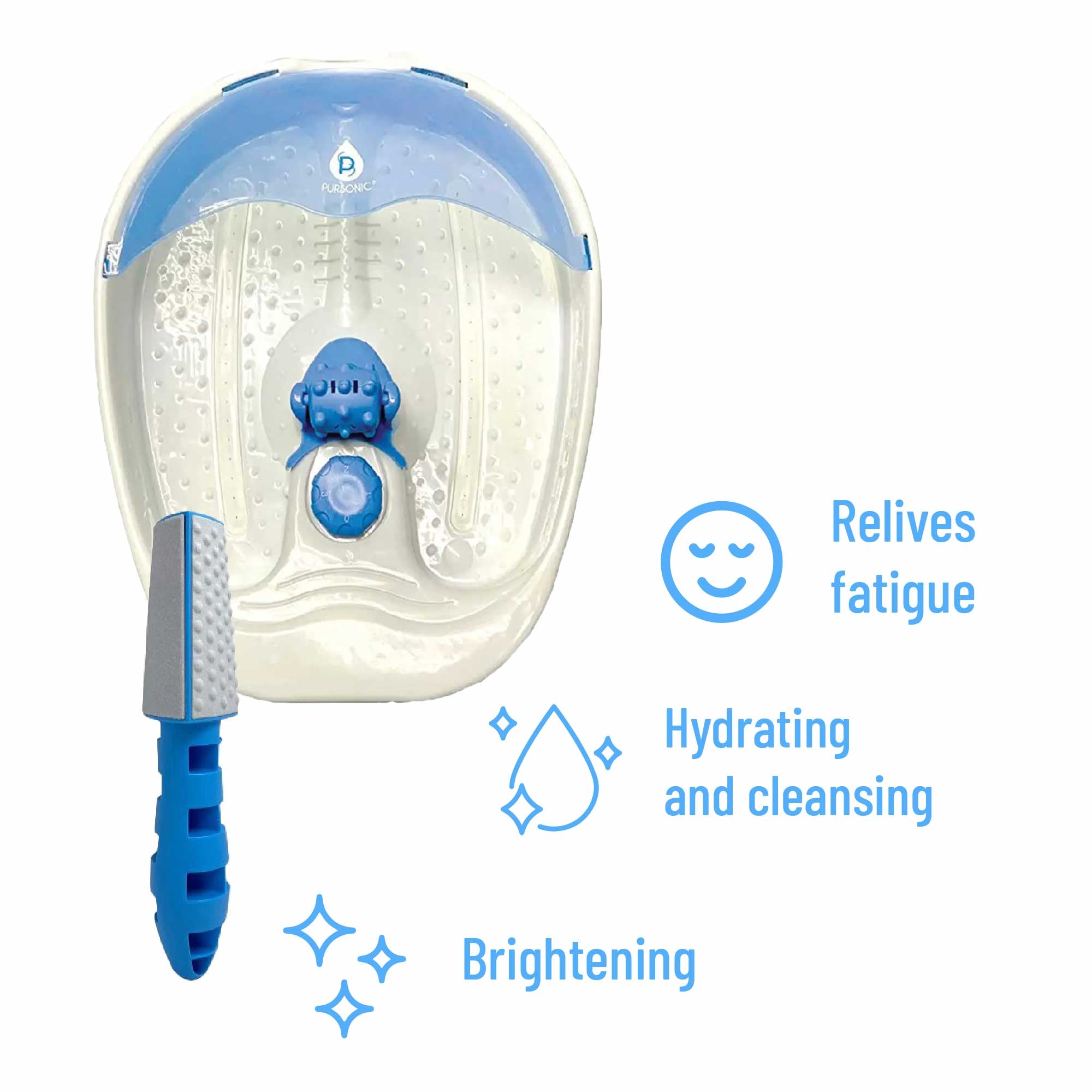 Pursonic Soothing Foot Spa Massager with Tea Tree Salt Scrub & Callus