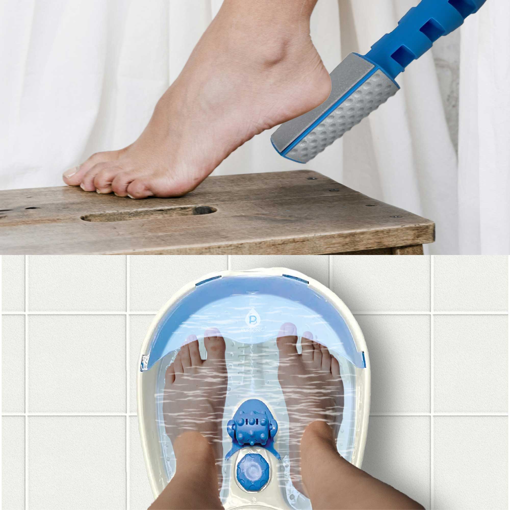Pursonic Soothing Foot Spa Massager with Tea Tree Salt Scrub & Callus