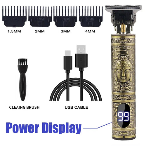 Cordless Hair Trimmer Vintage Hair Clipper USB Fast Charging Hair