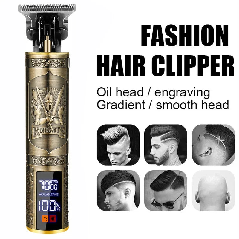 Cordless Hair Trimmer Vintage Hair Clipper USB Fast Charging Hair