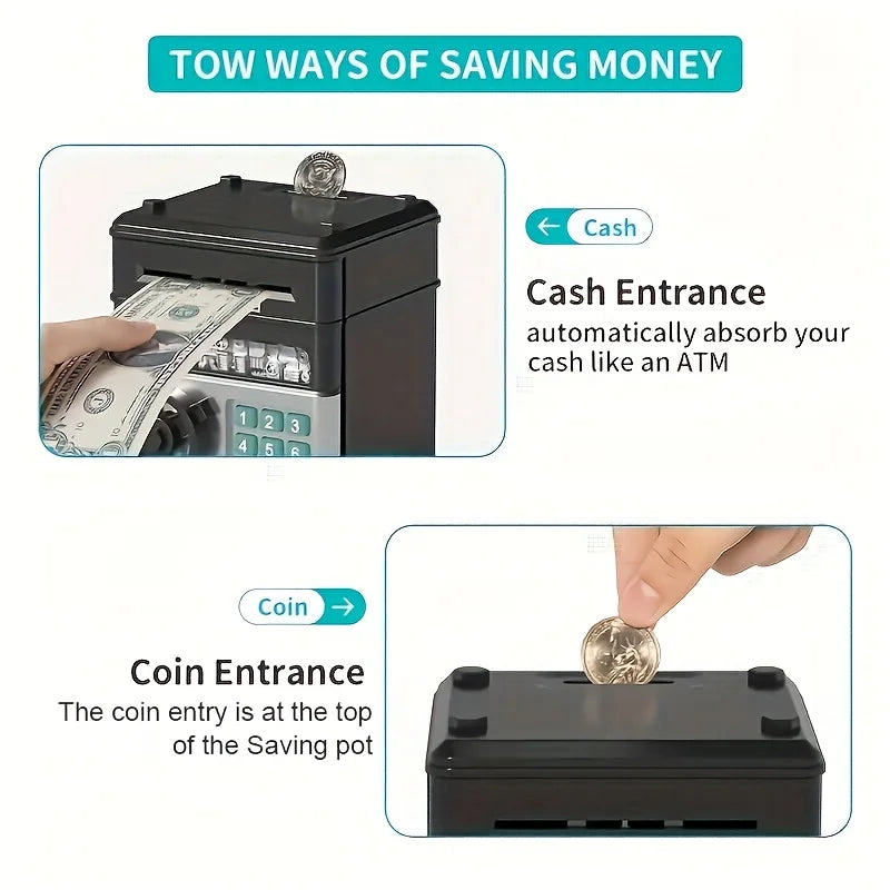 Creative Piggy Bank Automatic Mini Safe Coins Cash Saving Money Box