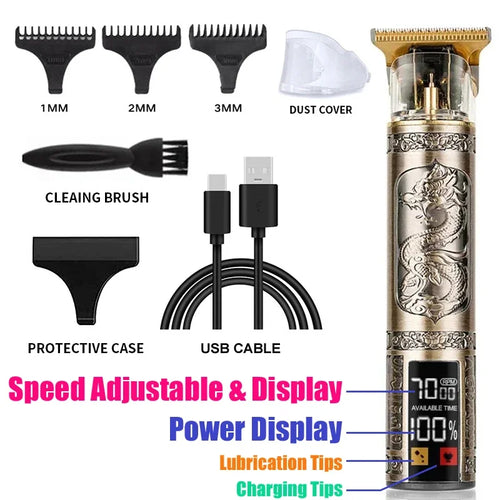 Cordless Hair Trimmer Vintage Hair Clipper USB Fast Charging Hair