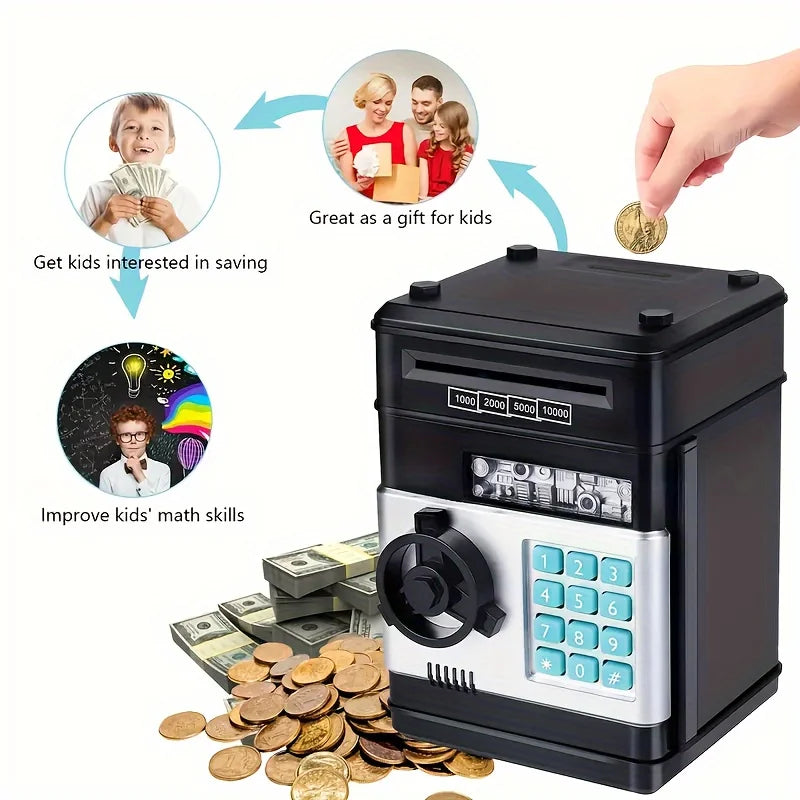 Creative Piggy Bank Automatic Mini Safe Coins Cash Saving Money Box