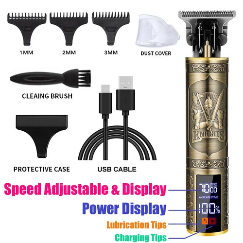 Cordless Hair Trimmer Vintage Hair Clipper USB Fast Charging Hair
