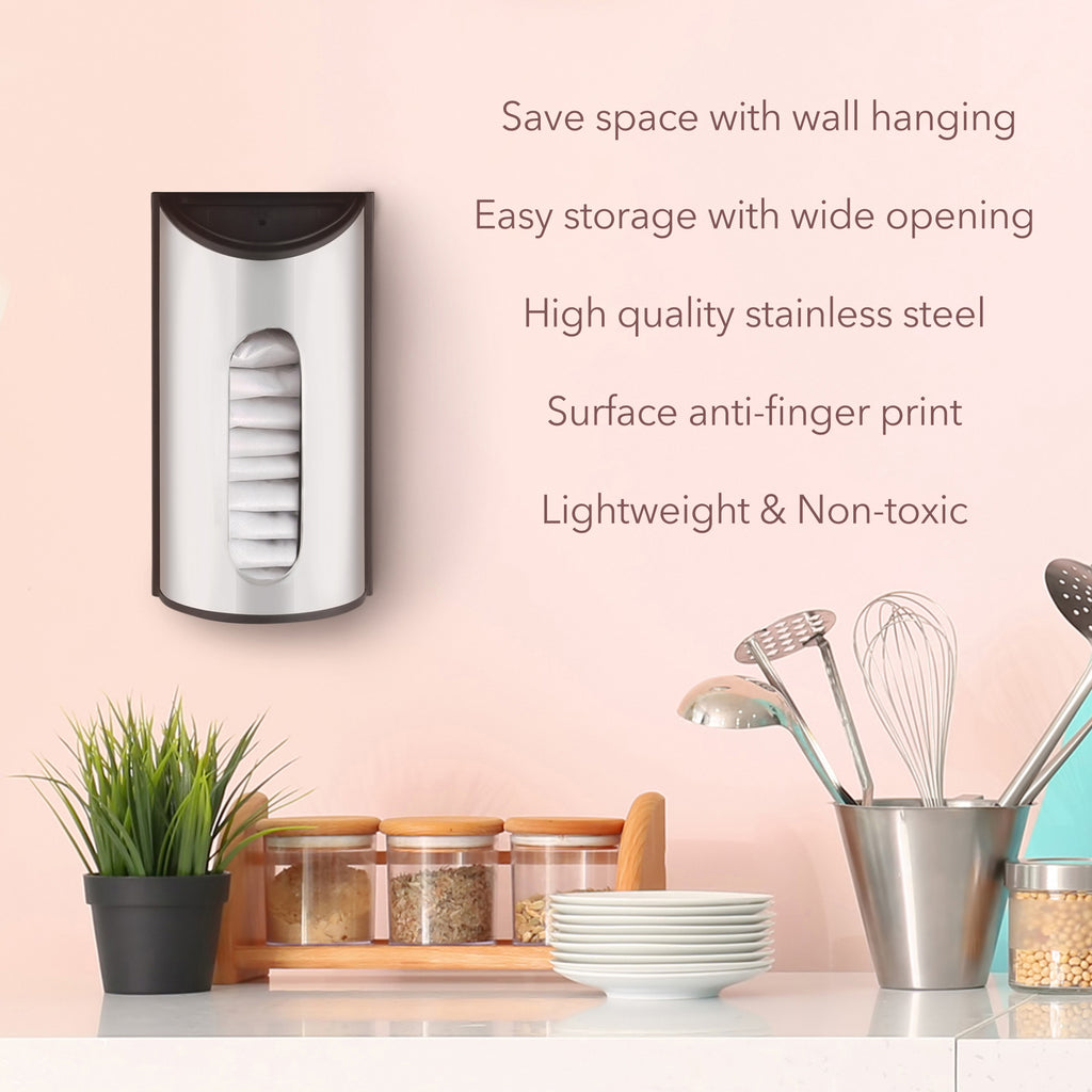Grocery Bag Holder Dispenser, Stainless Steel Bag Saver