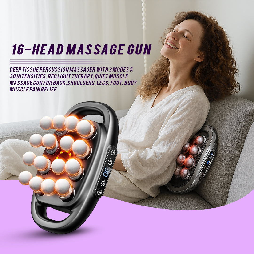 16-Head Muscle Massage Gun Deep Tissue Percussion Massager for Muscle